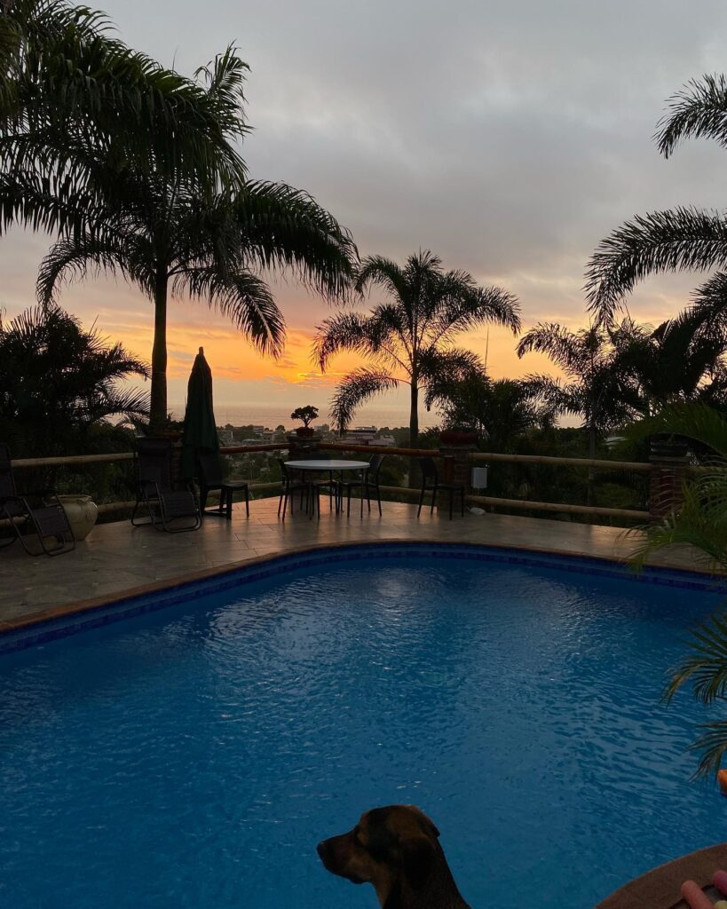 Sunset by the pool