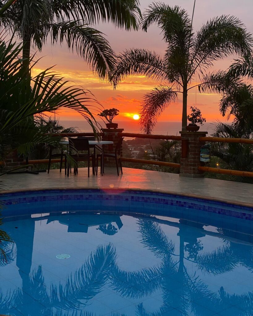 Sunset over the pool